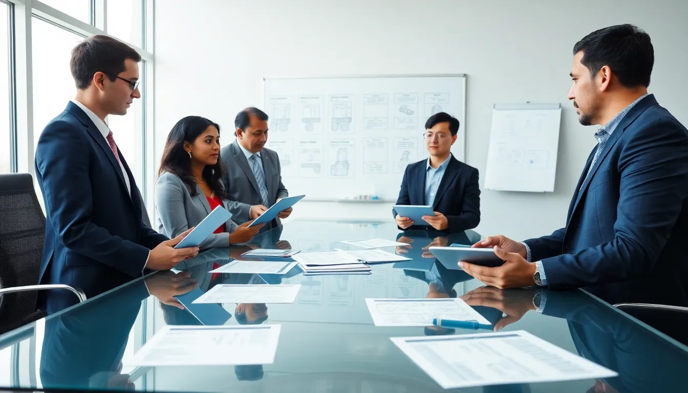 diverse team discussing preventive maintenance checklists in a modern office.